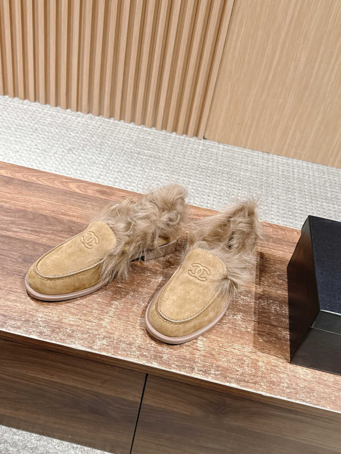NIGO Chanel Moccasins Suede Kidskin Shearling Lambskin Brown #nigo334371