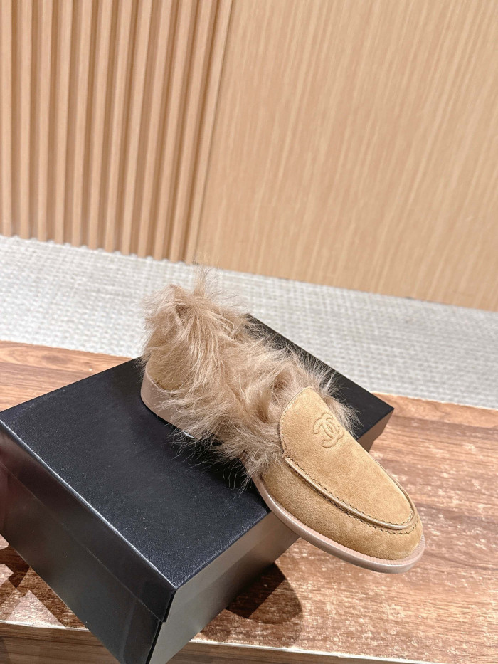 NIGO Chanel Moccasins Suede Kidskin Shearling Lambskin Brown #nigo334371