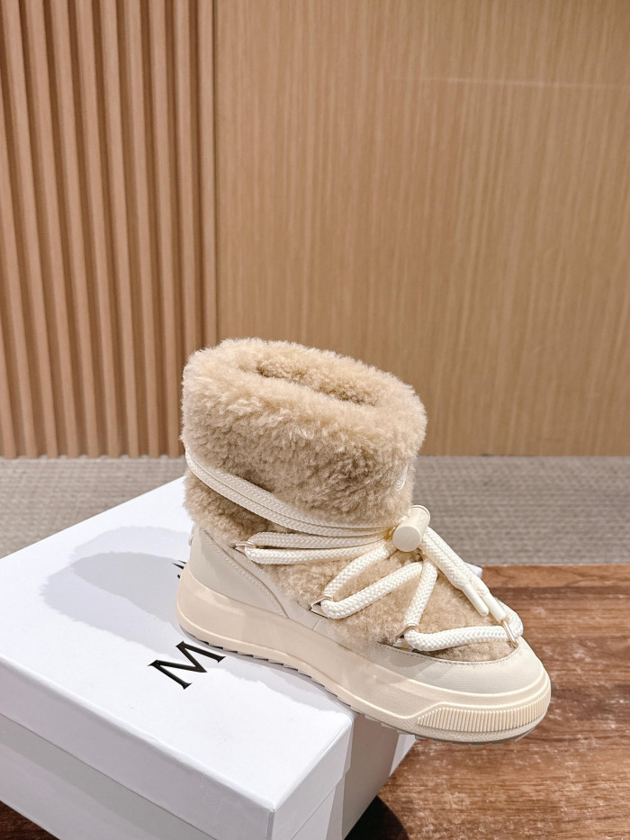 NIGO Moncler Light Beige Moncler Altive Mid Teddy Snow Boots #nigo334369