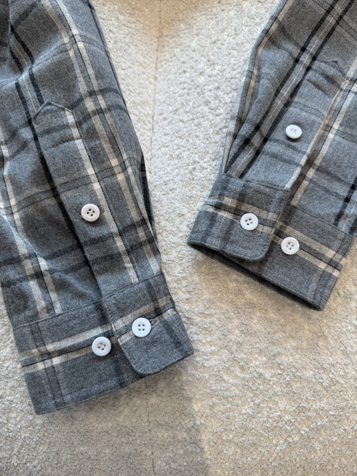 NIGO MiuMiu Slate Gray Checked Flannel Shirt Miniskirt #nigo333609
