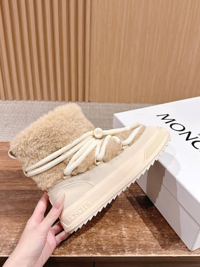 NIGO Moncler Light Beige Moncler Altive Mid Teddy Snow Boots #nigo334369