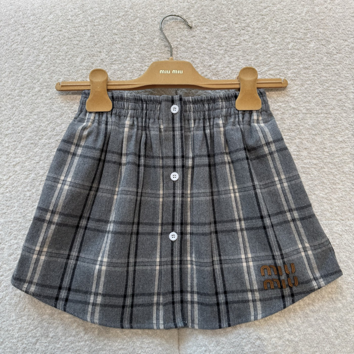 NIGO MiuMiu Slate Gray Checked Flannel Shirt Miniskirt #nigo333609
