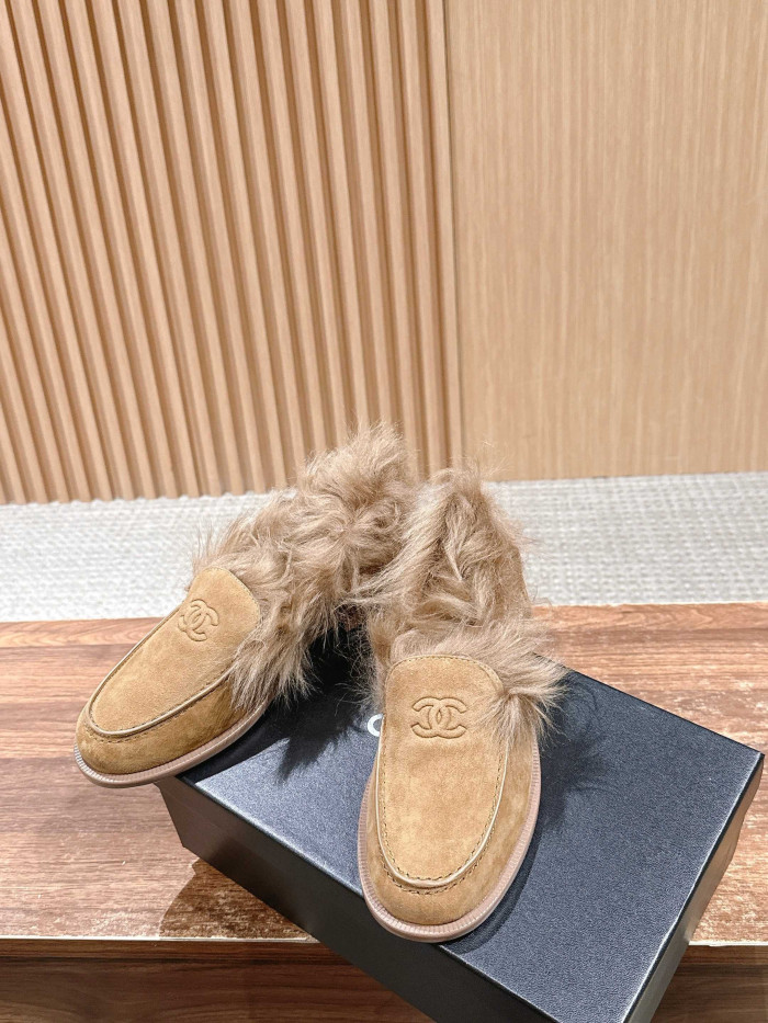 NIGO Chanel Moccasins Suede Kidskin Shearling Lambskin Brown #nigo334371