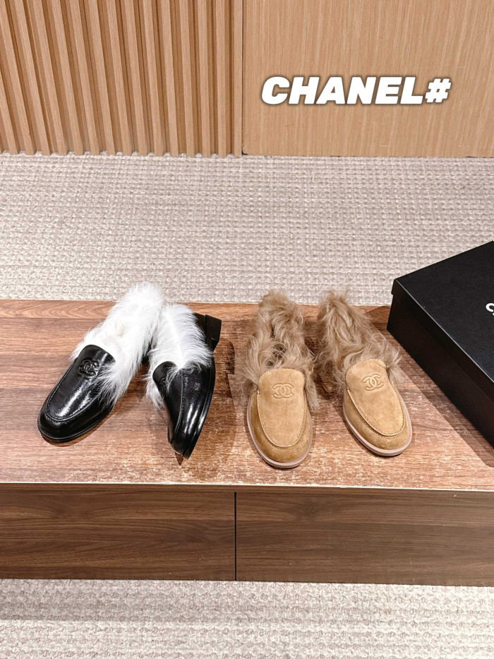 NIGO Chanel Moccasins Suede Kidskin Shearling Lambskin Brown #nigo334371