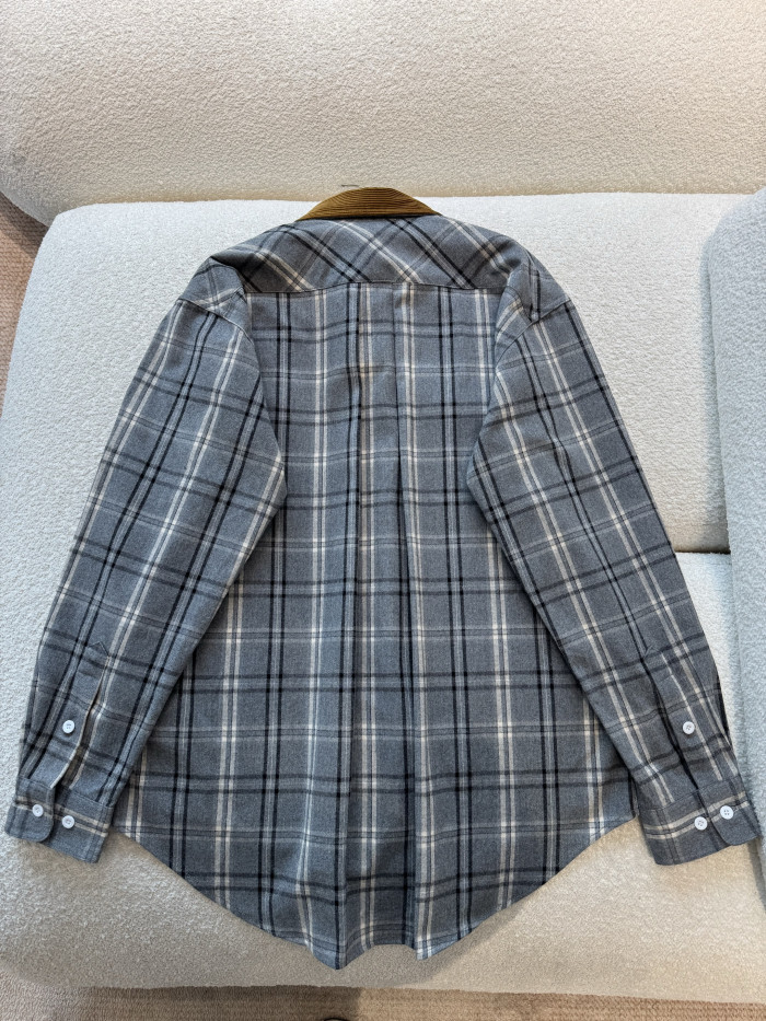 NIGO MiuMiu Slate Gray Checked Flannel Shirt Miniskirt #nigo333609