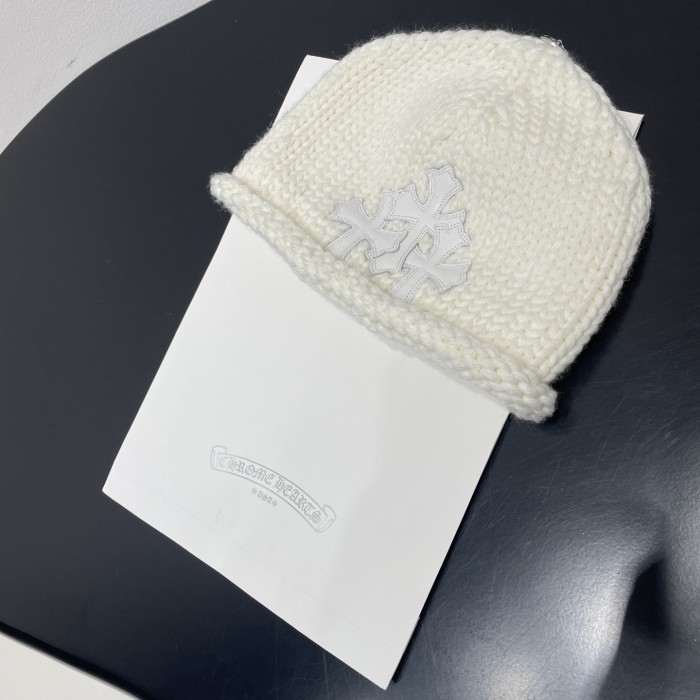 NIGO Chrome Hearts White Leather Cross Cold Hat #nigo334407