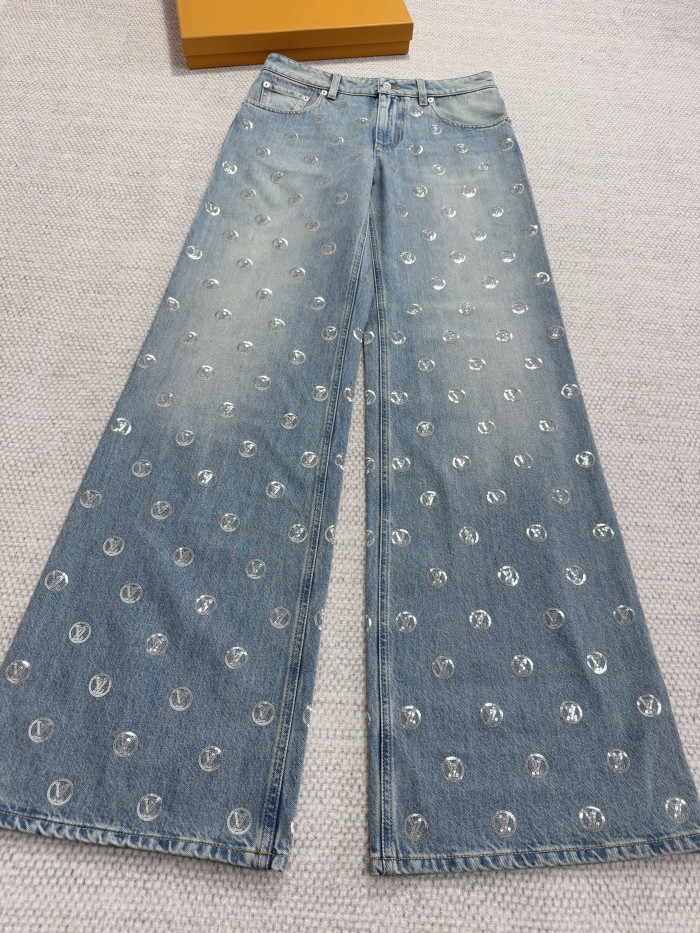 NIGO Louis Vuitton Signature Sequin Boot-cut Jeans #nigo334461