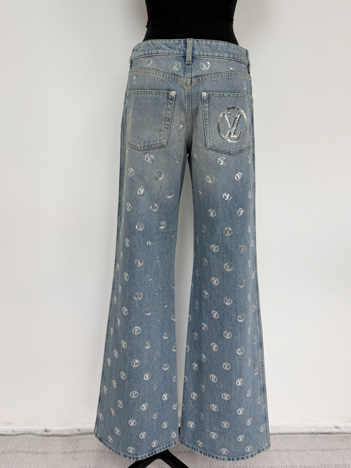 NIGO Louis Vuitton Signature Sequin Boot-cut Jeans #nigo334461