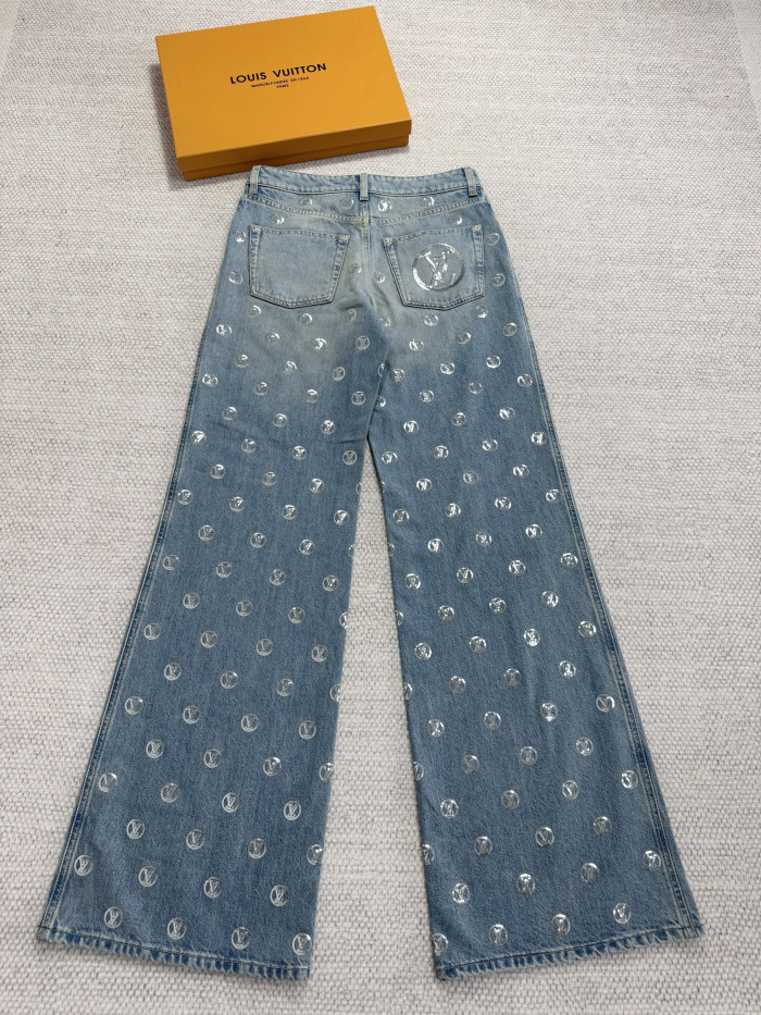 NIGO Louis Vuitton Signature Sequin Boot-cut Jeans #nigo334461