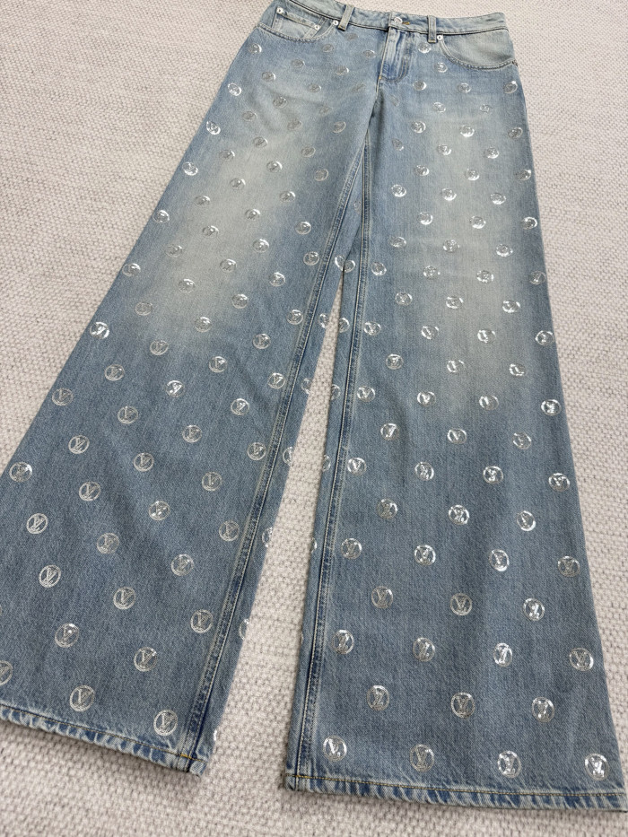 NIGO Louis Vuitton Signature Sequin Boot-cut Jeans #nigo334461