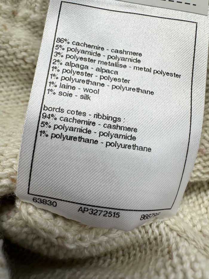 Chanel Pullover Cashmere Ecru Beige Black #nigo334447