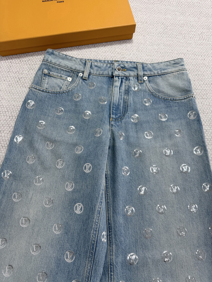 NIGO Louis Vuitton Signature Sequin Boot-cut Jeans #nigo334461
