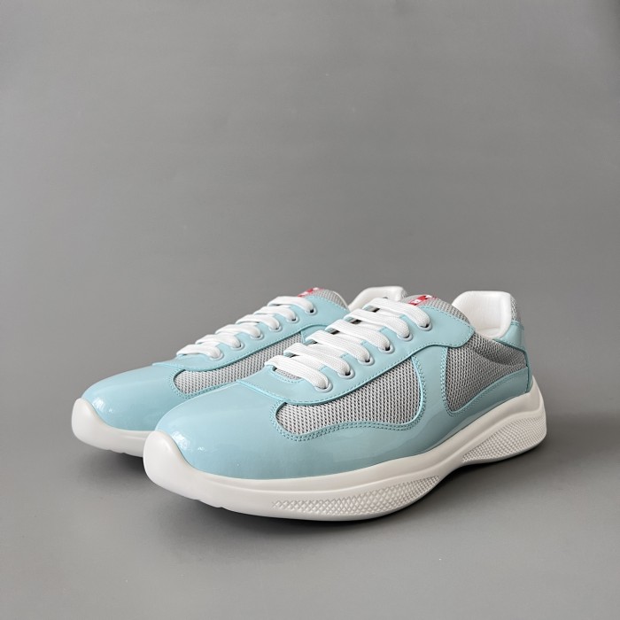 NIGO PRADA Black silver Patent Leather And Technical Fabric Prada America s Cup Sneakers #nigo334570