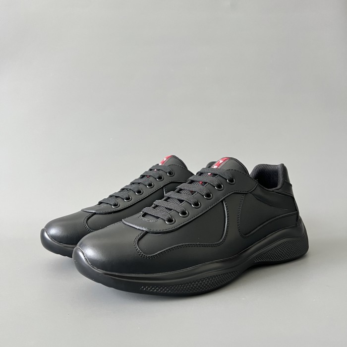 NIGO PRADA Black silver Patent Leather And Technical Fabric Prada America s Cup Sneakers #nigo334570