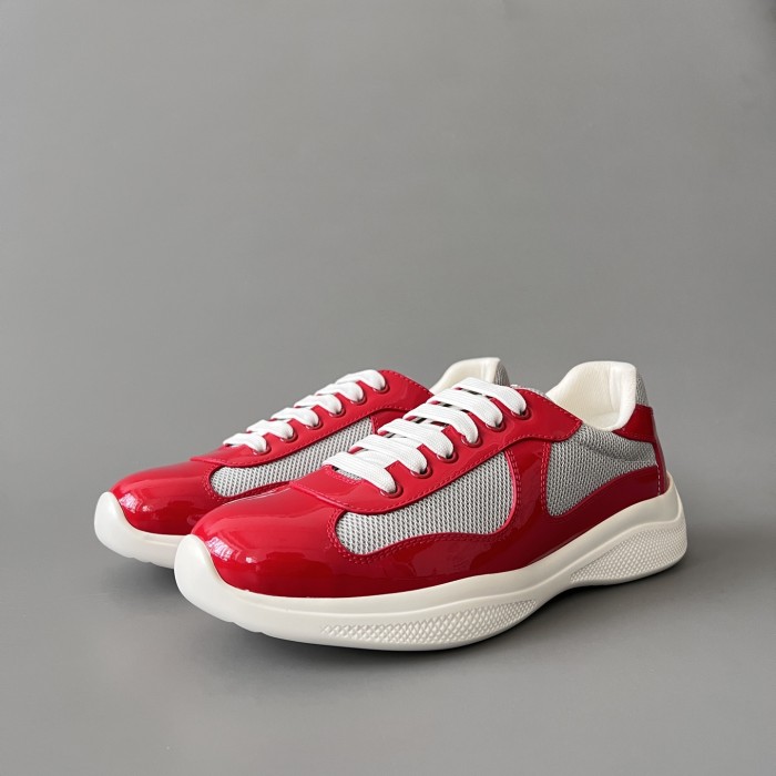 NIGO PRADA Black silver Patent Leather And Technical Fabric Prada America s Cup Sneakers #nigo334570