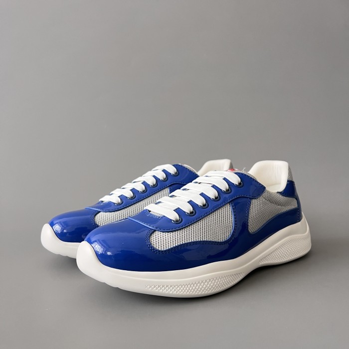NIGO PRADA Black silver Patent Leather And Technical Fabric Prada America s Cup Sneakers #nigo334570