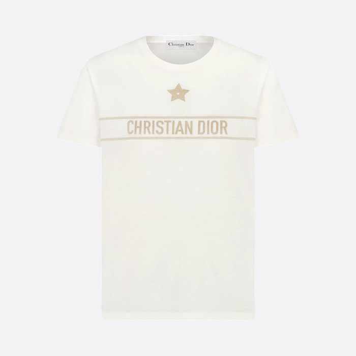NIGO Dior Embroidered T-shirt Black and Gold Tone Cotton Jersey #nigo334725