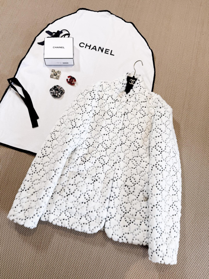 NIGO Chanel Jacket Mixed Fibers Sequins White Black #nigo334701