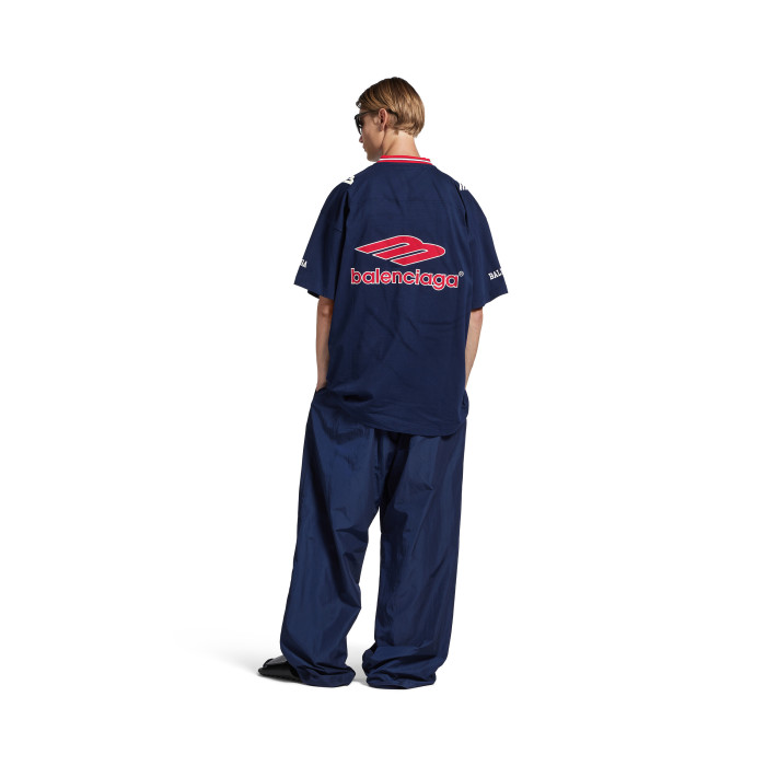 NIGO Balenciaga  Men's 3b Football V-neck T-shirt Oversized in Dark Navy red #nigo334655