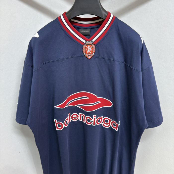NIGO Balenciaga  Men's 3b Football V-neck T-shirt Oversized in Dark Navy red #nigo334655