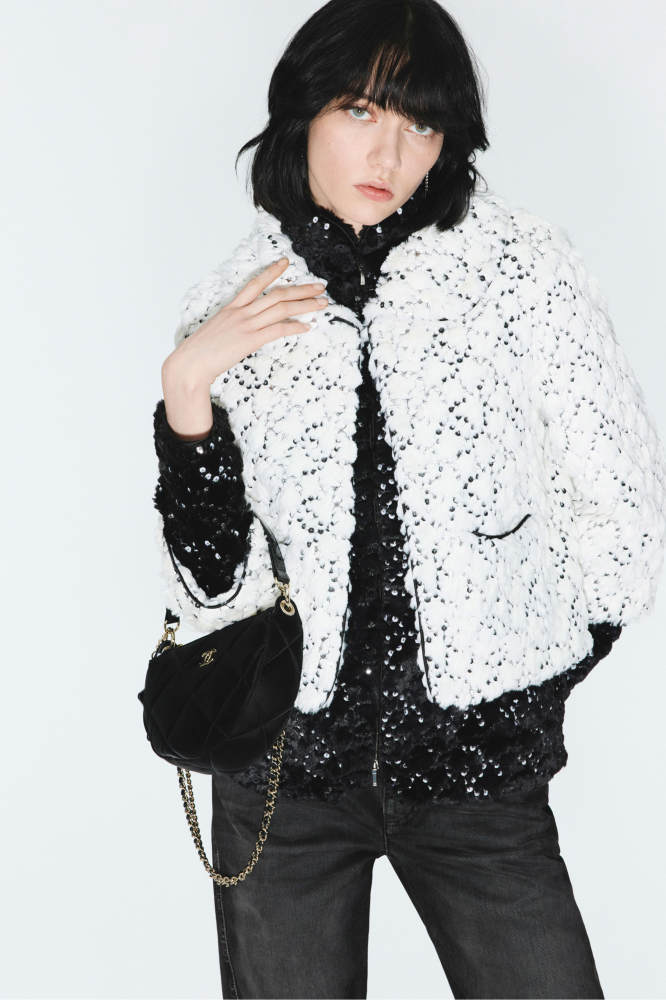 NIGO Chanel Jacket Mixed Fibers Sequins White Black #nigo334701