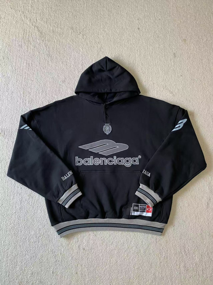 NIGO Balenciaga Men's 3b Football Polo Hoodie in Black anthracite #nigo334489