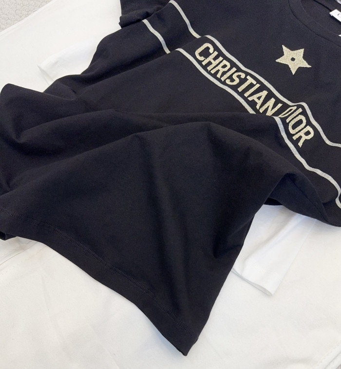 NIGO Dior Embroidered T-shirt Black and Gold Tone Cotton Jersey #nigo334725