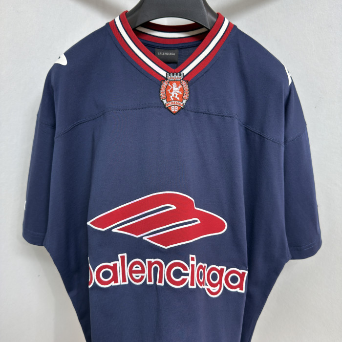 NIGO Balenciaga  Men's 3b Football V-neck T-shirt Oversized in Dark Navy red #nigo334655