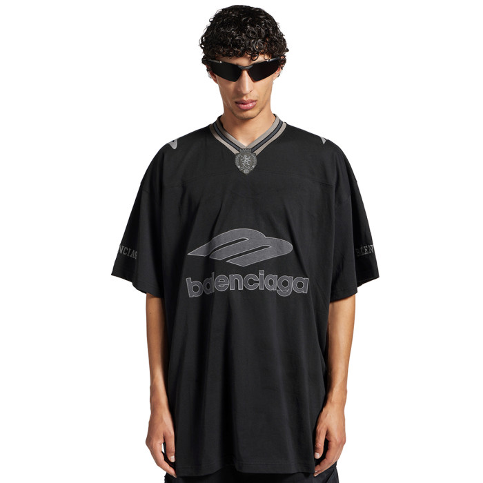 NIGO Balenciaga  Men's 3b Football V-neck T-shirt Oversized in Dark Navy red #nigo334655