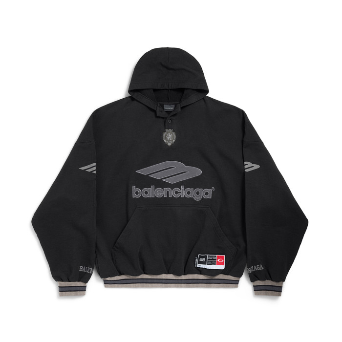 NIGO Balenciaga Men's 3b Football Polo Hoodie in Black anthracite #nigo334489