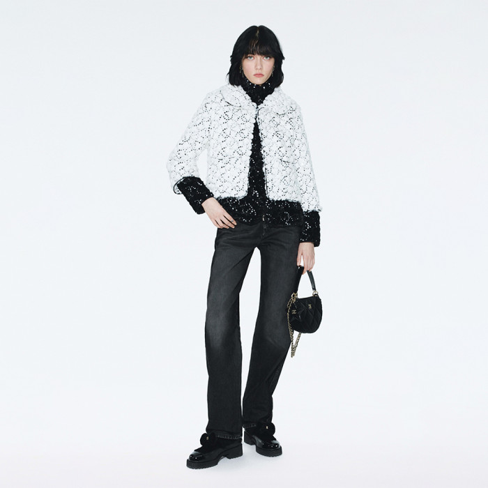 NIGO Chanel Jacket Mixed Fibers Sequins White Black #nigo334701