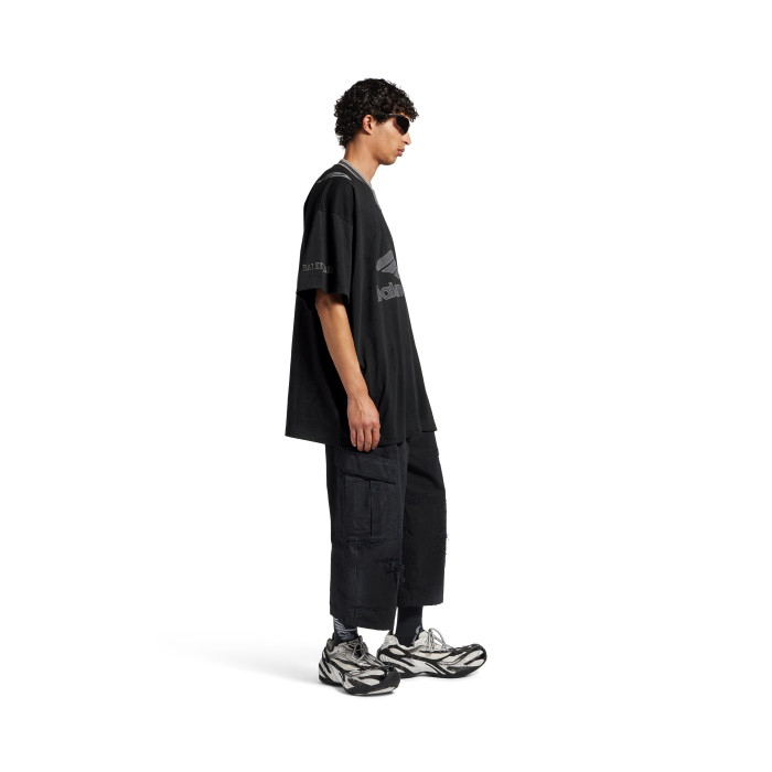 NIGO Balenciaga  Men's 3b Football V-neck T-shirt Oversized in Dark Navy red #nigo334655