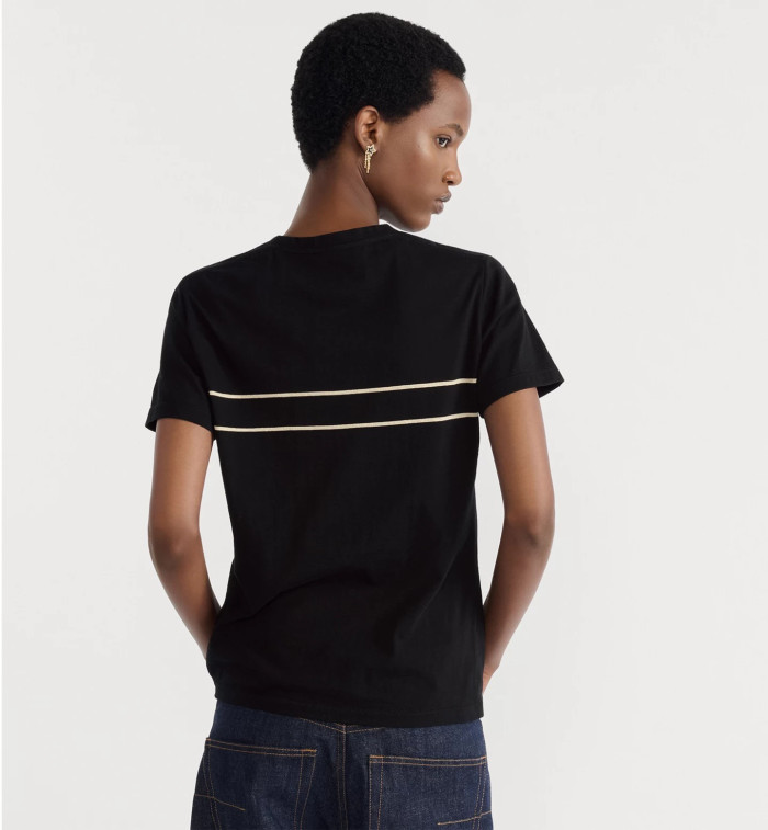 NIGO Dior Embroidered T-shirt Black and Gold Tone Cotton Jersey #nigo334725