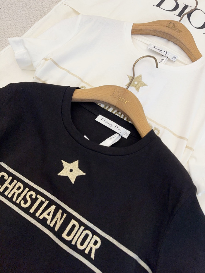 NIGO Dior Embroidered T-shirt Black and Gold Tone Cotton Jersey #nigo334725