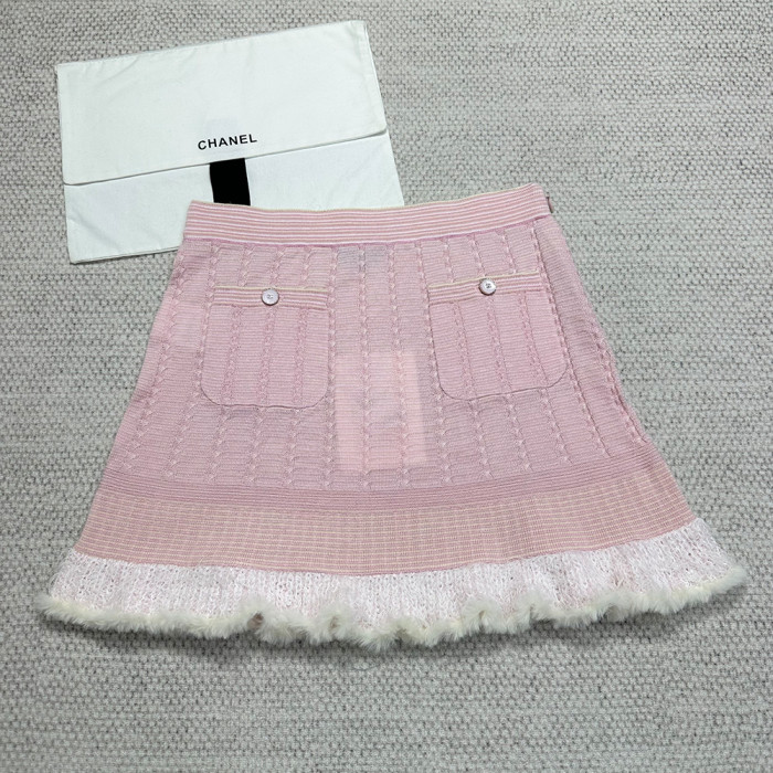 NIGO Chanel Cardigan Short Skirt Cashmere Cotton Feathers Light Blue Purple Pink #nigo334186