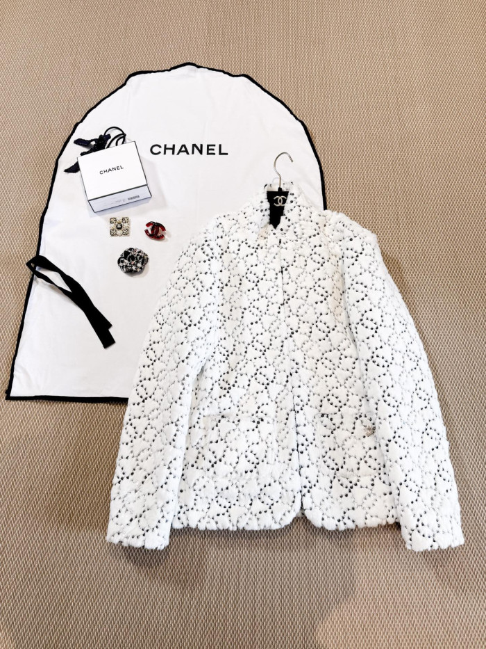 NIGO Chanel Jacket Mixed Fibers Sequins White Black #nigo334701