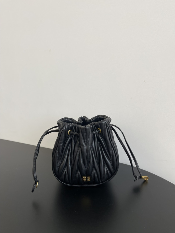 NIGO MiuMiu Black Matelassé Nappa Leather Pouch #nigo334669