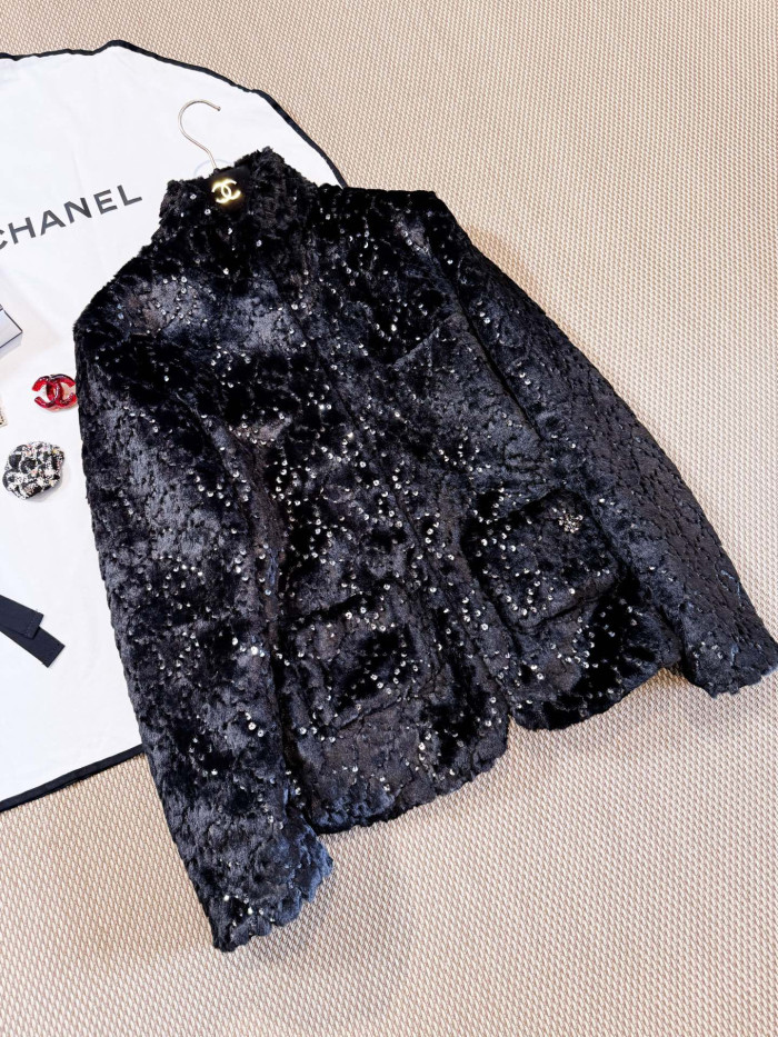 NIGO Chanel Jacket Mixed Fibers Sequins Black #nigo334700