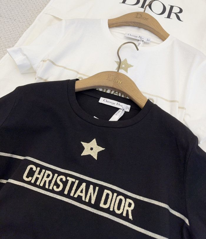 NIGO Dior Embroidered T-shirt Black and Gold Tone Cotton Jersey #nigo334725