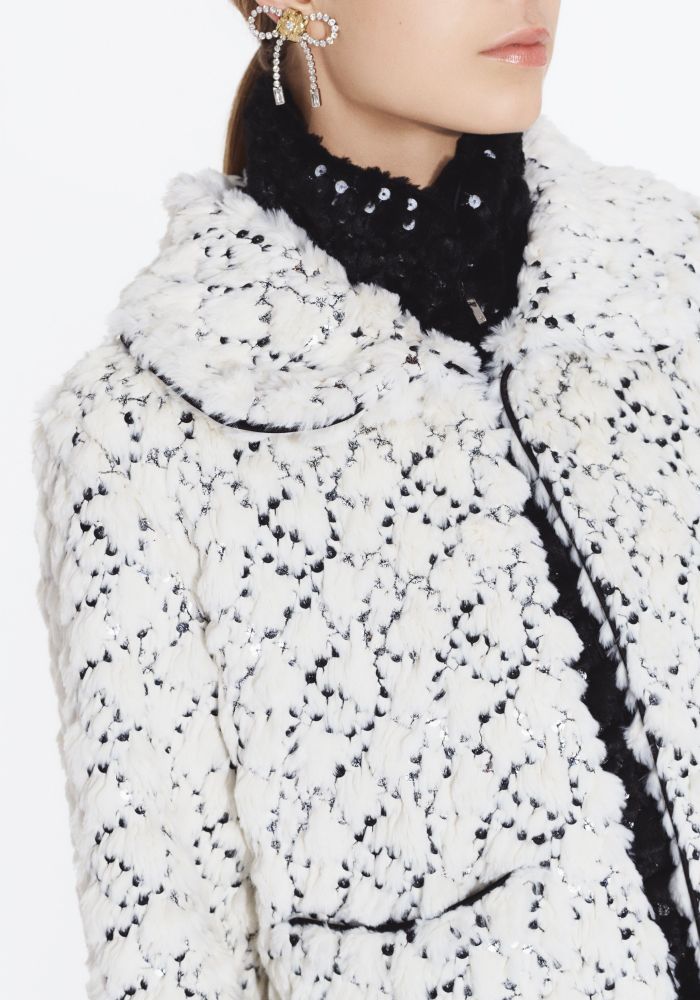 NIGO Chanel Jacket Mixed Fibers Sequins White Black #nigo334701