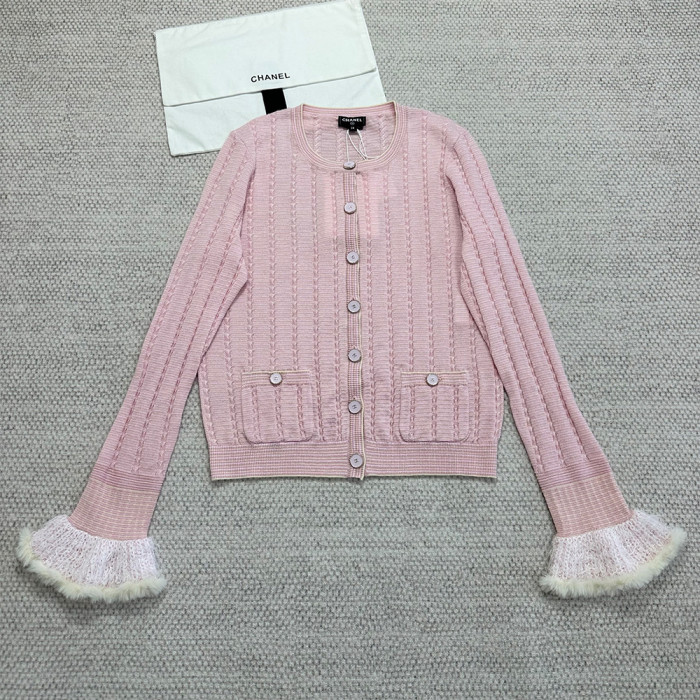 NIGO Chanel Cardigan Short Skirt Cashmere Cotton Feathers Light Blue Purple Pink #nigo334186