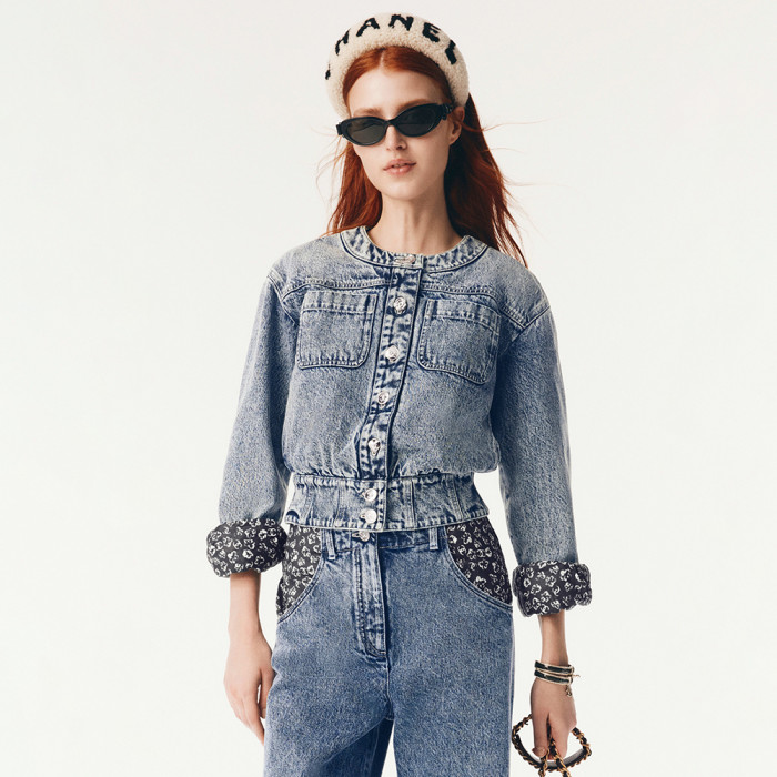 NIGO Chanel Blouson Jeans Printed Washed Denim Blue #nigo334789