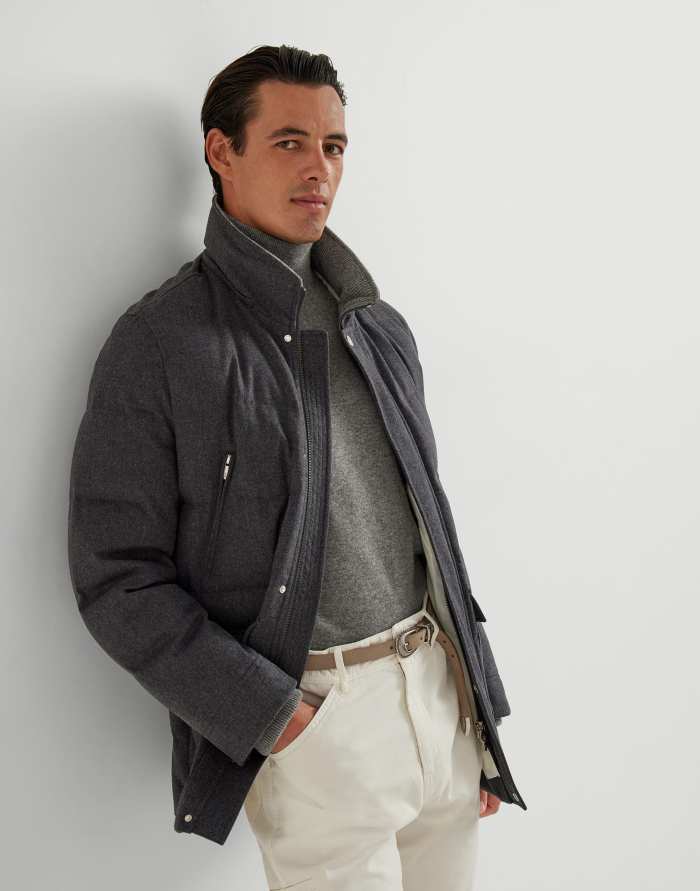 NIGO Brunello Cucinelli Men's Wool Down Jacket Gray #nigo334783