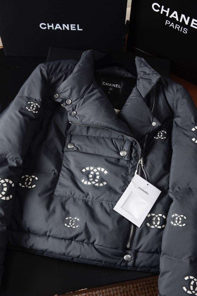 NIGO Chanel Ski Stand Collar Diagonal Zip Pocket Hollow Down Jacket#nigo335007