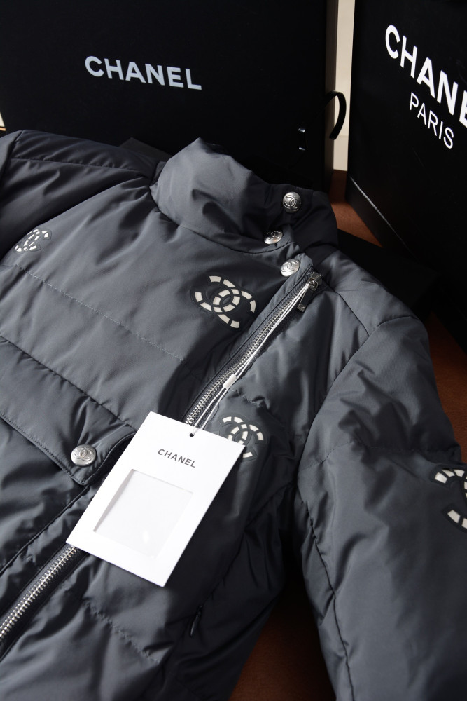 NIGO Chanel Ski Stand Collar Diagonal Zip Pocket Hollow Down Jacket#nigo335007