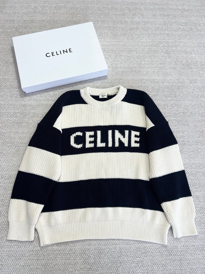 NIGO Celine Men's Colorblock Striped Logo Letter Knitted Loose Long-sleeved Sweater #nigo334964
