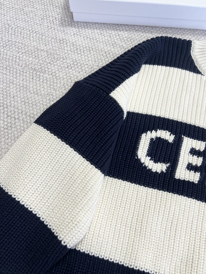 NIGO Celine Men's Colorblock Striped Logo Letter Knitted Loose Long-sleeved Sweater #nigo334964