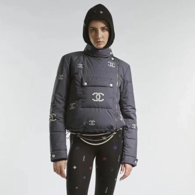 NIGO Chanel Ski Stand Collar Diagonal Zip Pocket Hollow Down Jacket#nigo335007