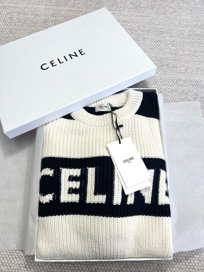NIGO Celine Men's Colorblock Striped Logo Letter Knitted Loose Long-sleeved Sweater #nigo334964