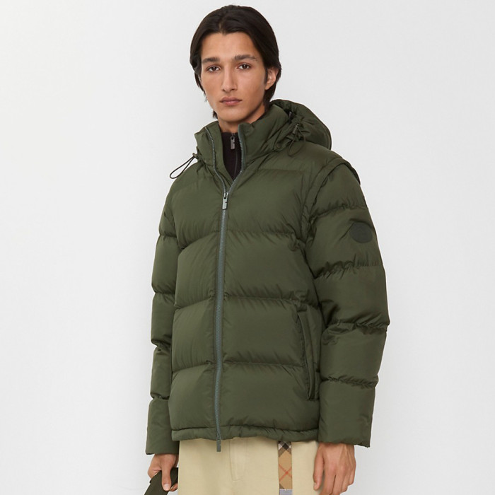 NIGO Burberry Detachable Sleeve Puffer Jacket in Flax Men's Nylon #nigo335005
